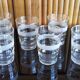 8 granite glasses bordered gold 1950s