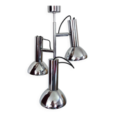Lustre 3 spots en métal chromé années 70
