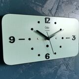 Vintage formica clock rectangular silent wall clock "Odo blue black"