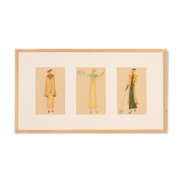Art déco fashion illustration, gouache on paper, 93 x 52 cm