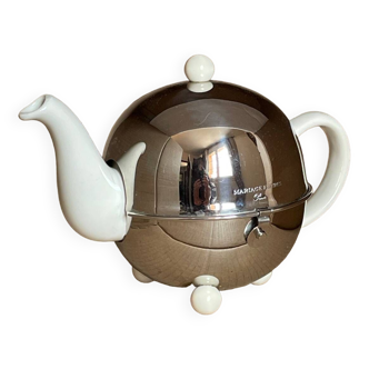Ceramic and stainless steel teapot Mariage Frères Art Deco 1930