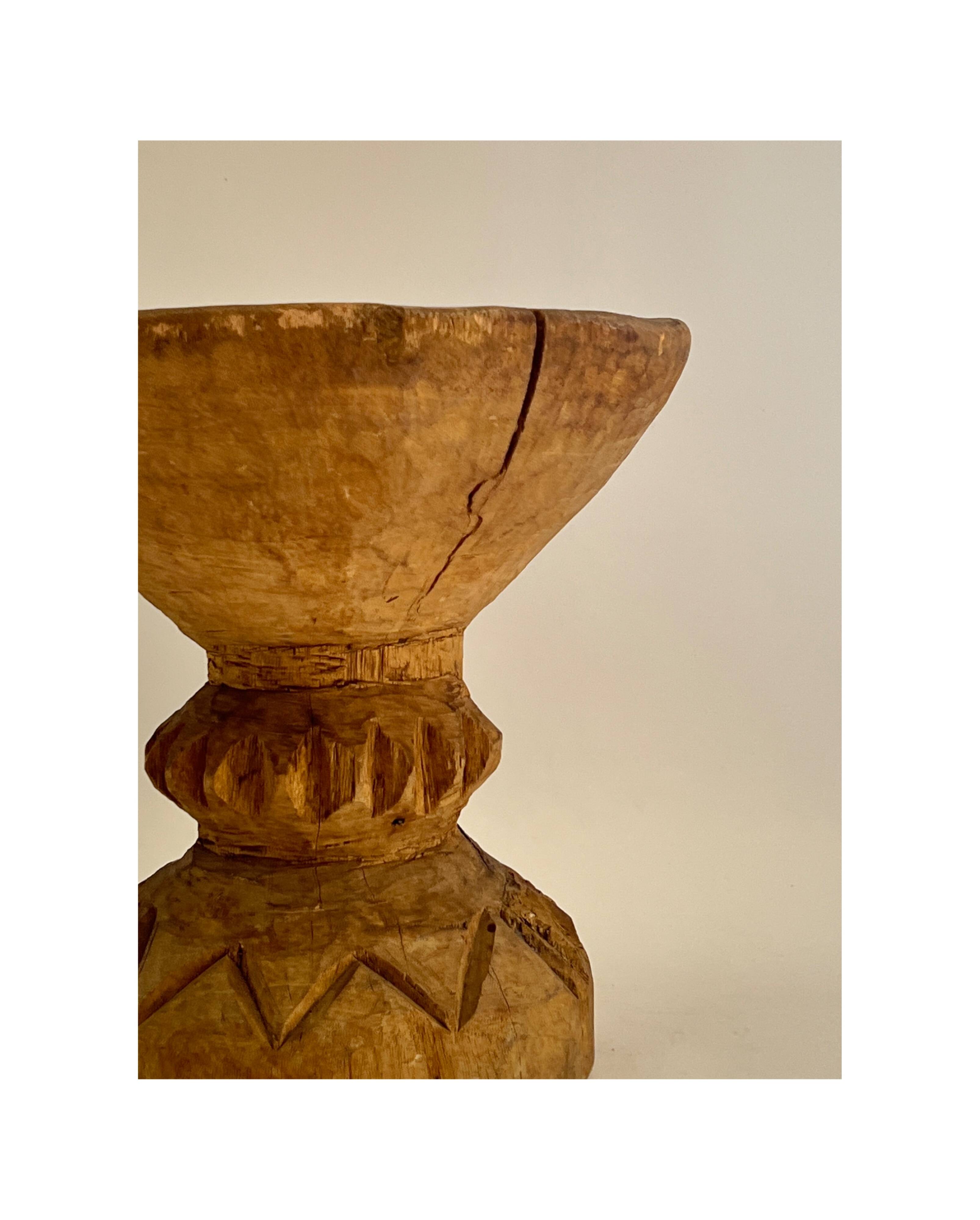 African stool / end table / bedside table in carved solid wood