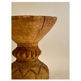 African stool / end table / bedside table in carved solid wood