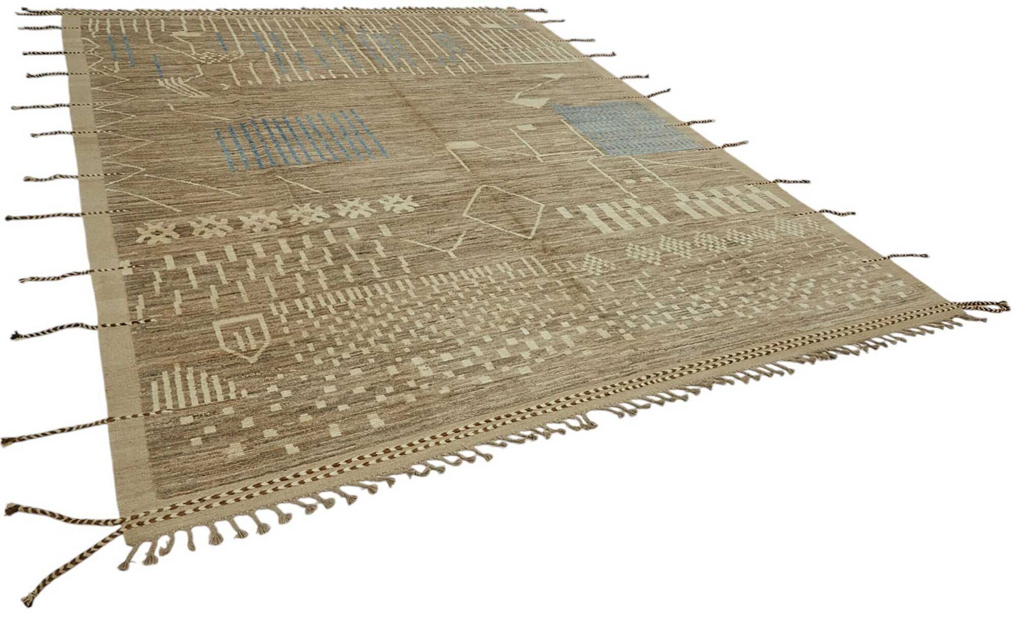 Tapis en laine brun rustique turc tissé à la main 279 cm x 375 cm