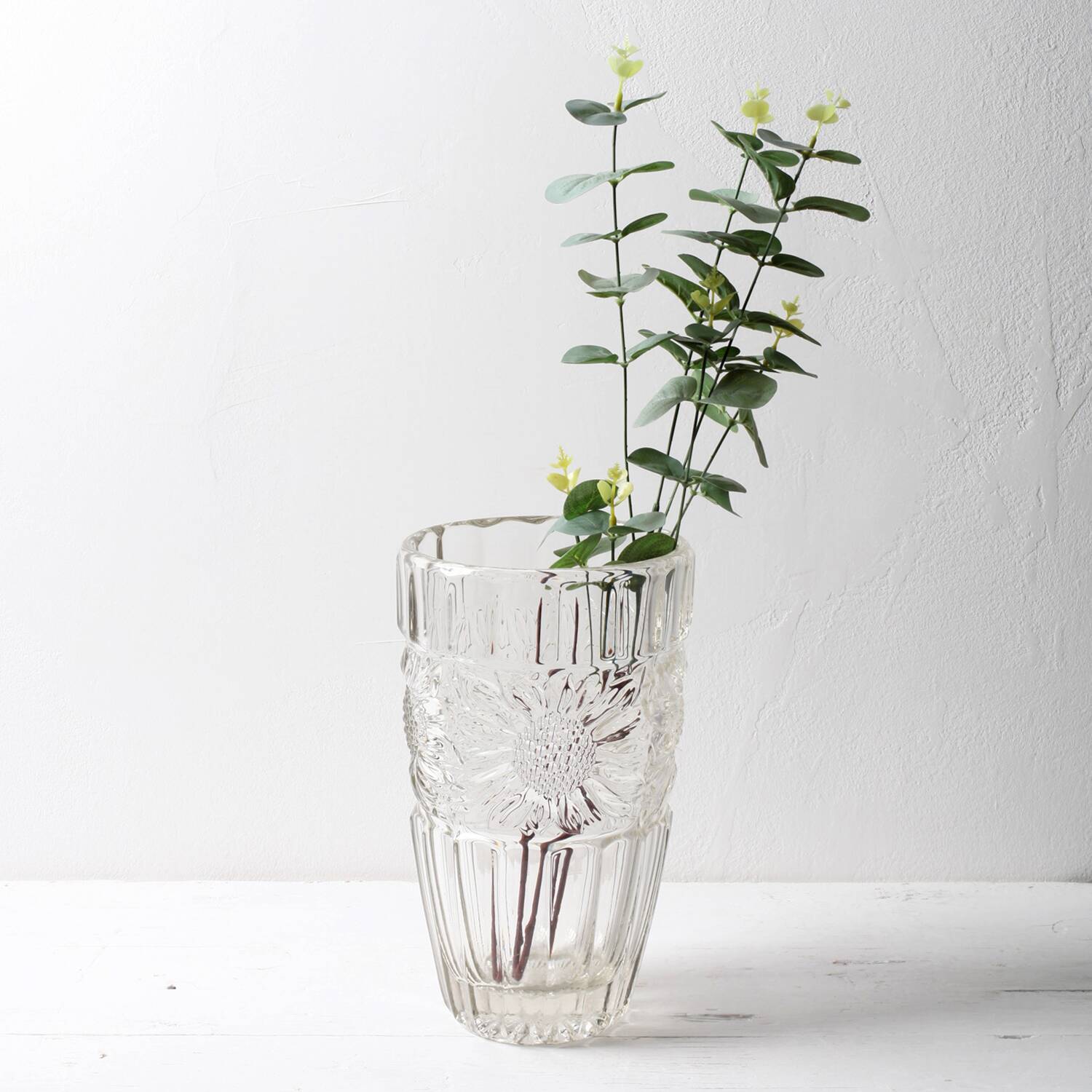 Large Vintage Sunflower Glass Vase: Bohemia Glass, Czech Republic, 1960s