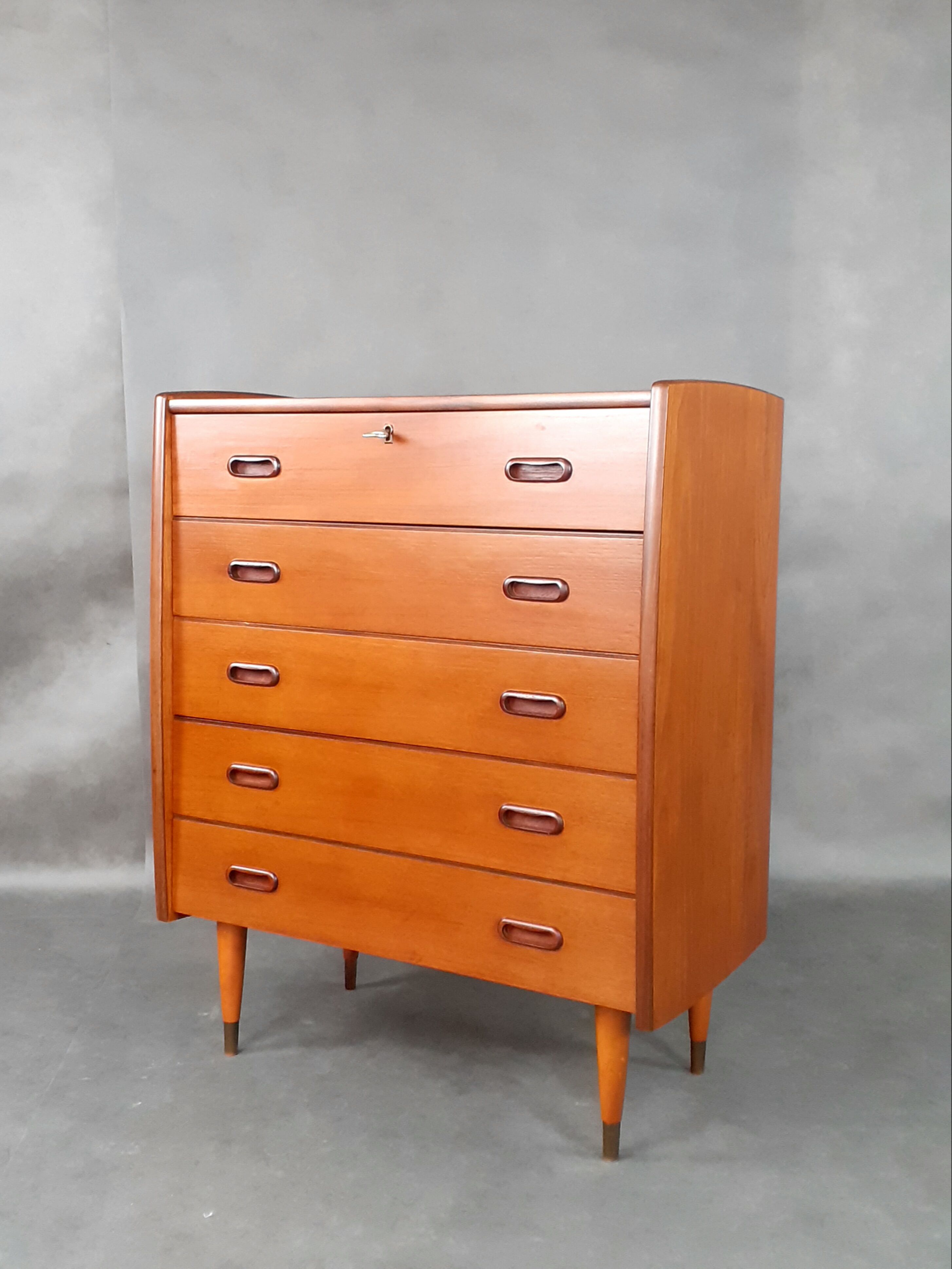 Commode Norvégienne 5 tiroirs en Teck, 1960s