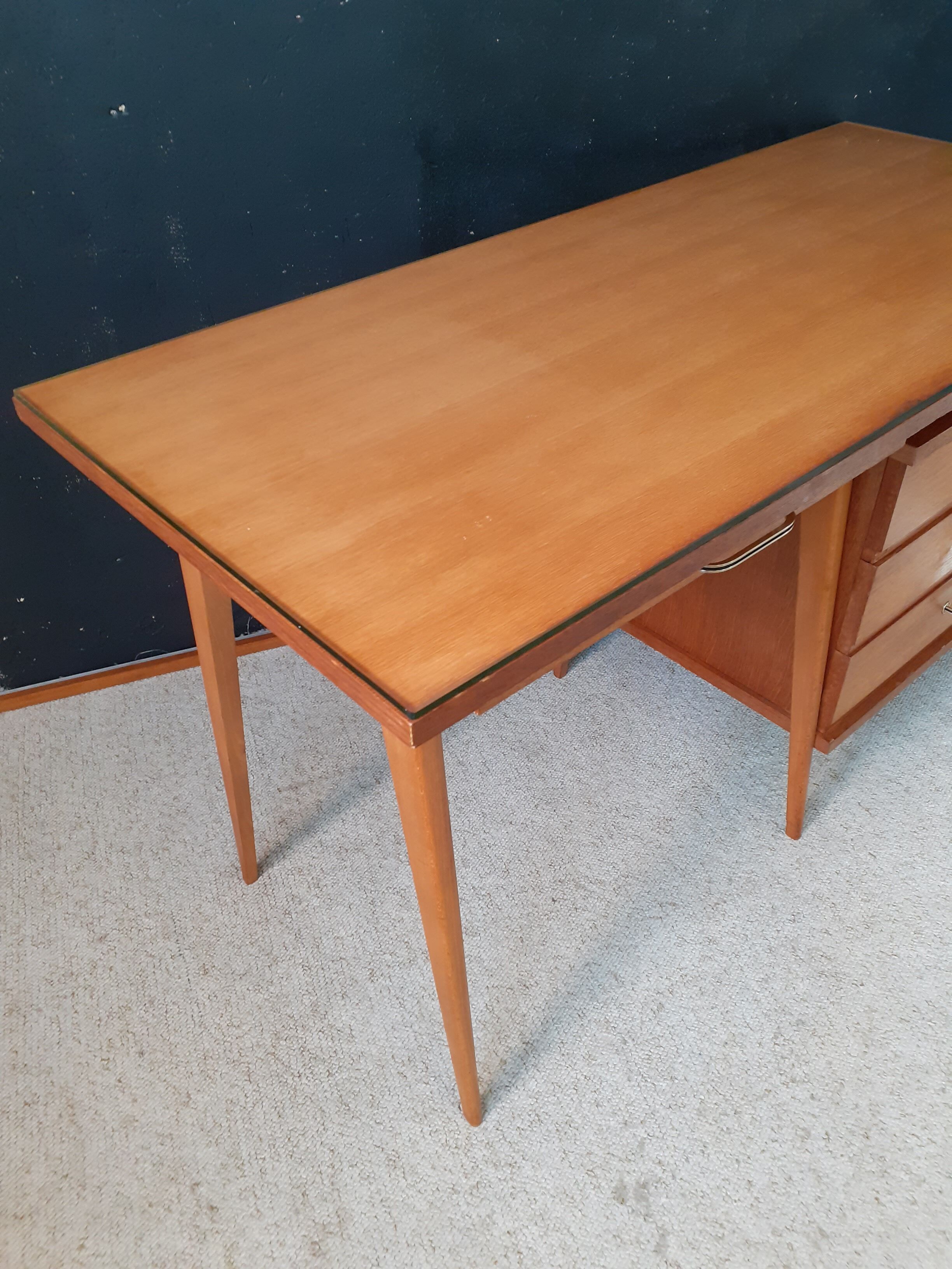 Vintage desk with compass feet around 1950