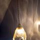 Hanging pendant light thick transparent draped and amber glass, vintage