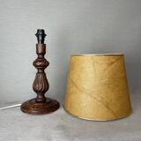 Rustic carved wood table lamp