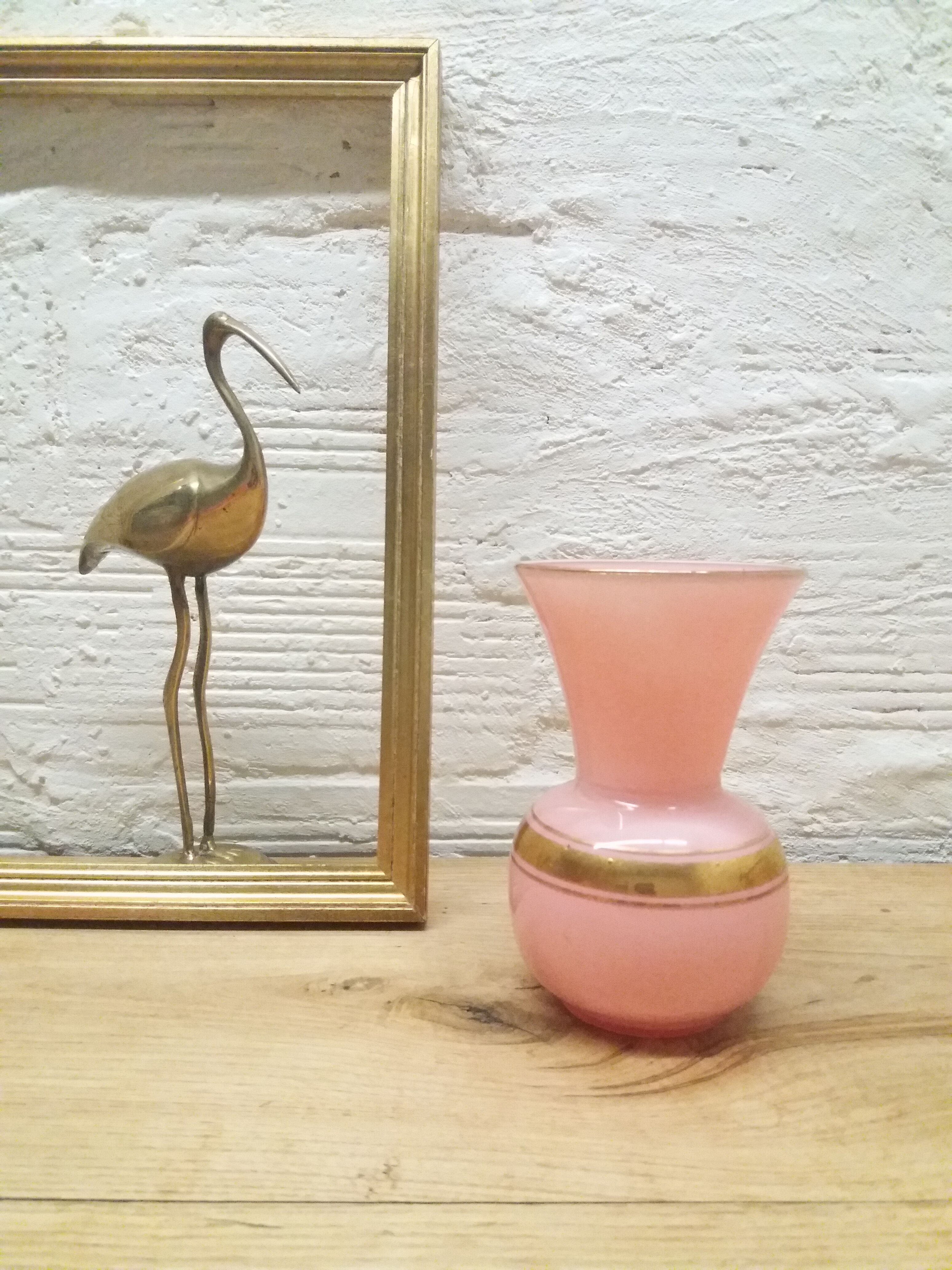 Vase rose et or