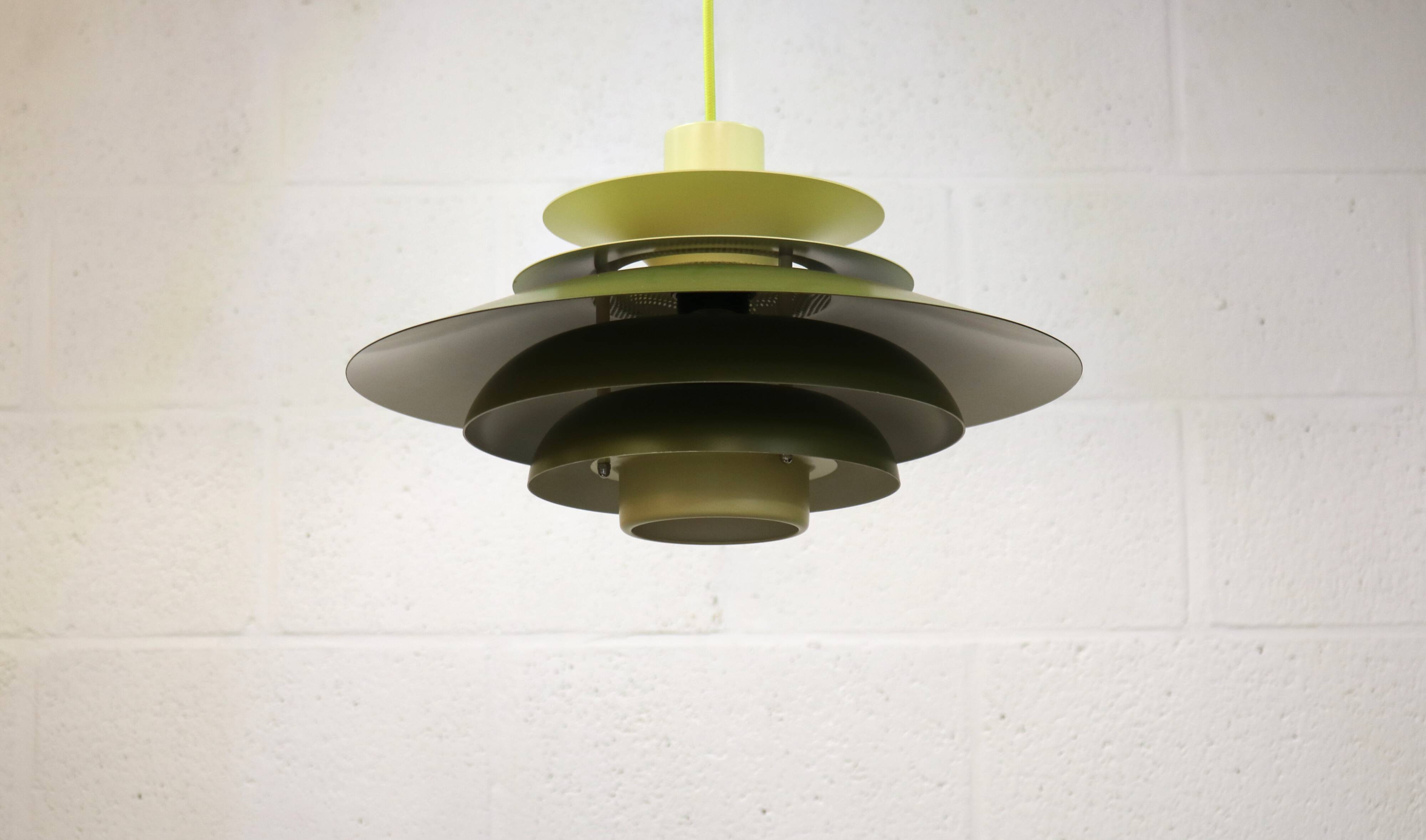 Green Danish Pendant Lamp | Kurt Wiborg Verona, 1970s Mid-Century