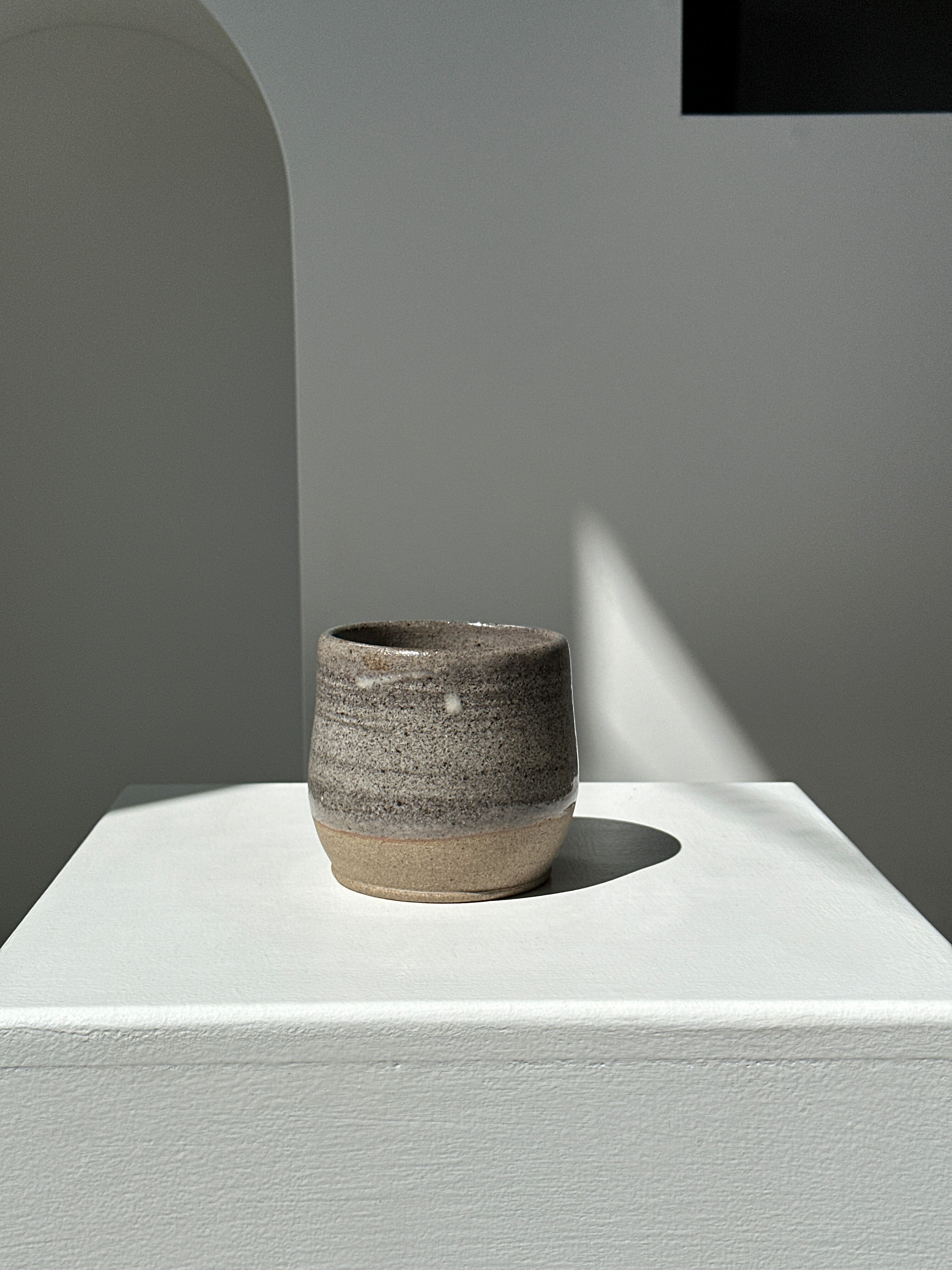 Large gray Indonesian ceramic mug