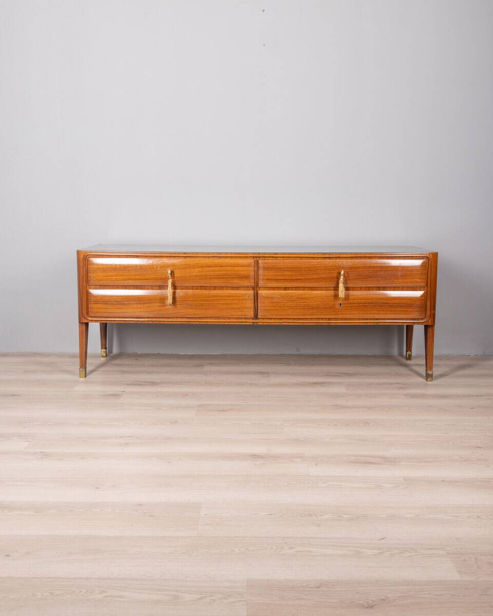50s vintage sideboard sideboard in wood, brass and glass italian design