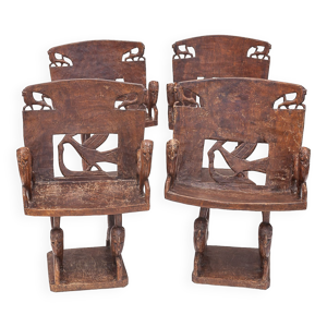 set de 4 fauteuils sculptés, - 1950