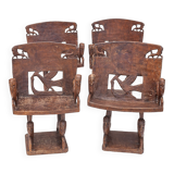 Set of 4 carved armchairs, 1950