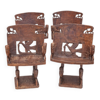 Set of 4 carved armchairs, 1950