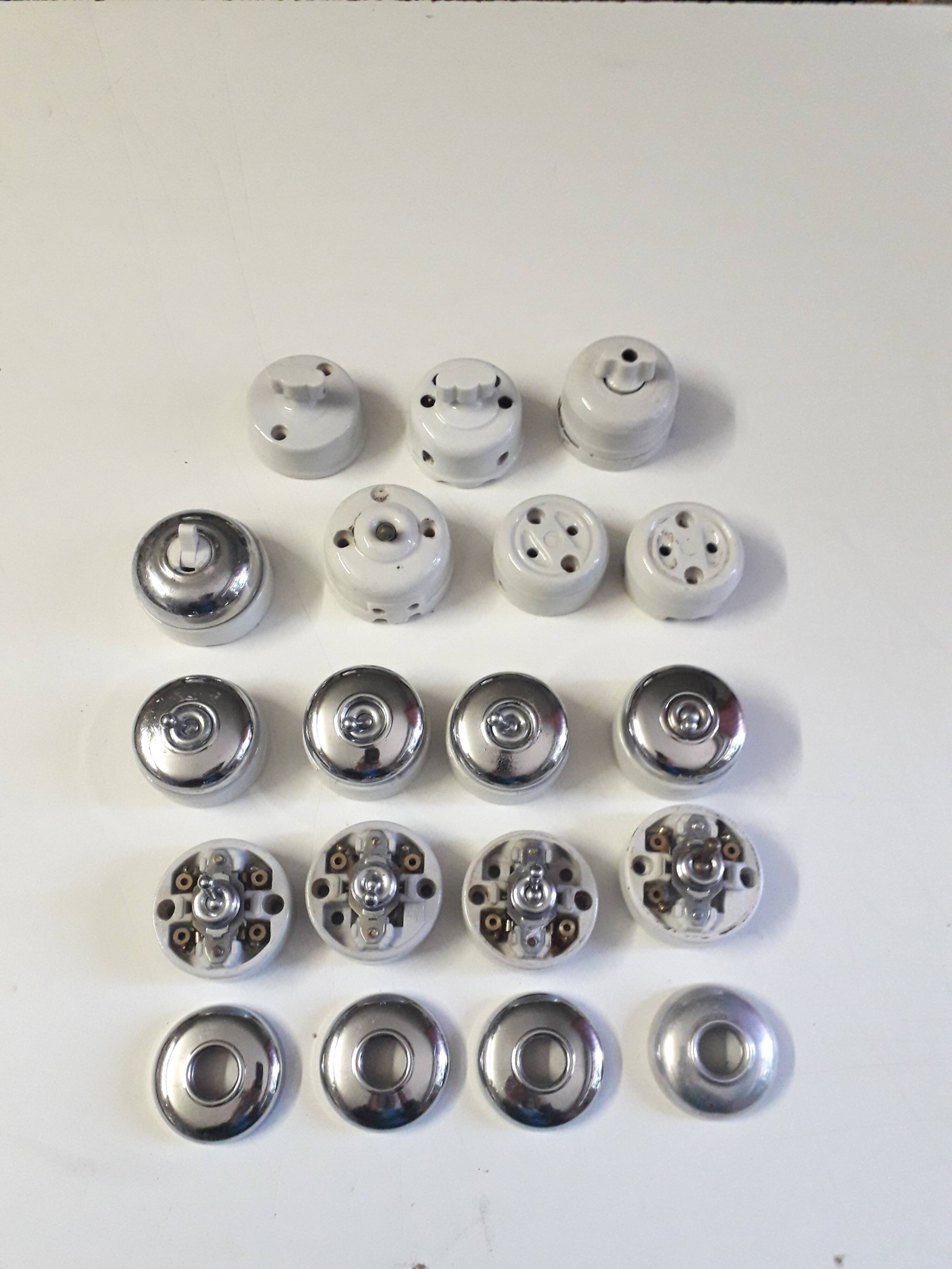 Lot of old porcelain switches and sockets