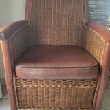 Fauteuil en rotin et osier vintage