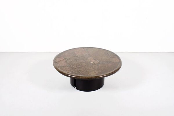 Table basse Paul Kingma One-Off  Agate ardoise en laiton