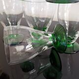 6 verres à pieds coloré vert, années 1930