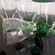 6 OLD COLORED GREEN STEMMED GLASSES FROM THE 1930S