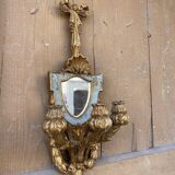 Pair of carved wood sconces