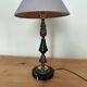 Table lamp base candlestick in chiselled brass and marble base.