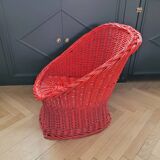 Red rattan children's armchair