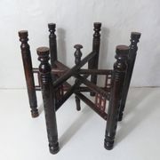 vintage folding oriental coffee table with silver metal top