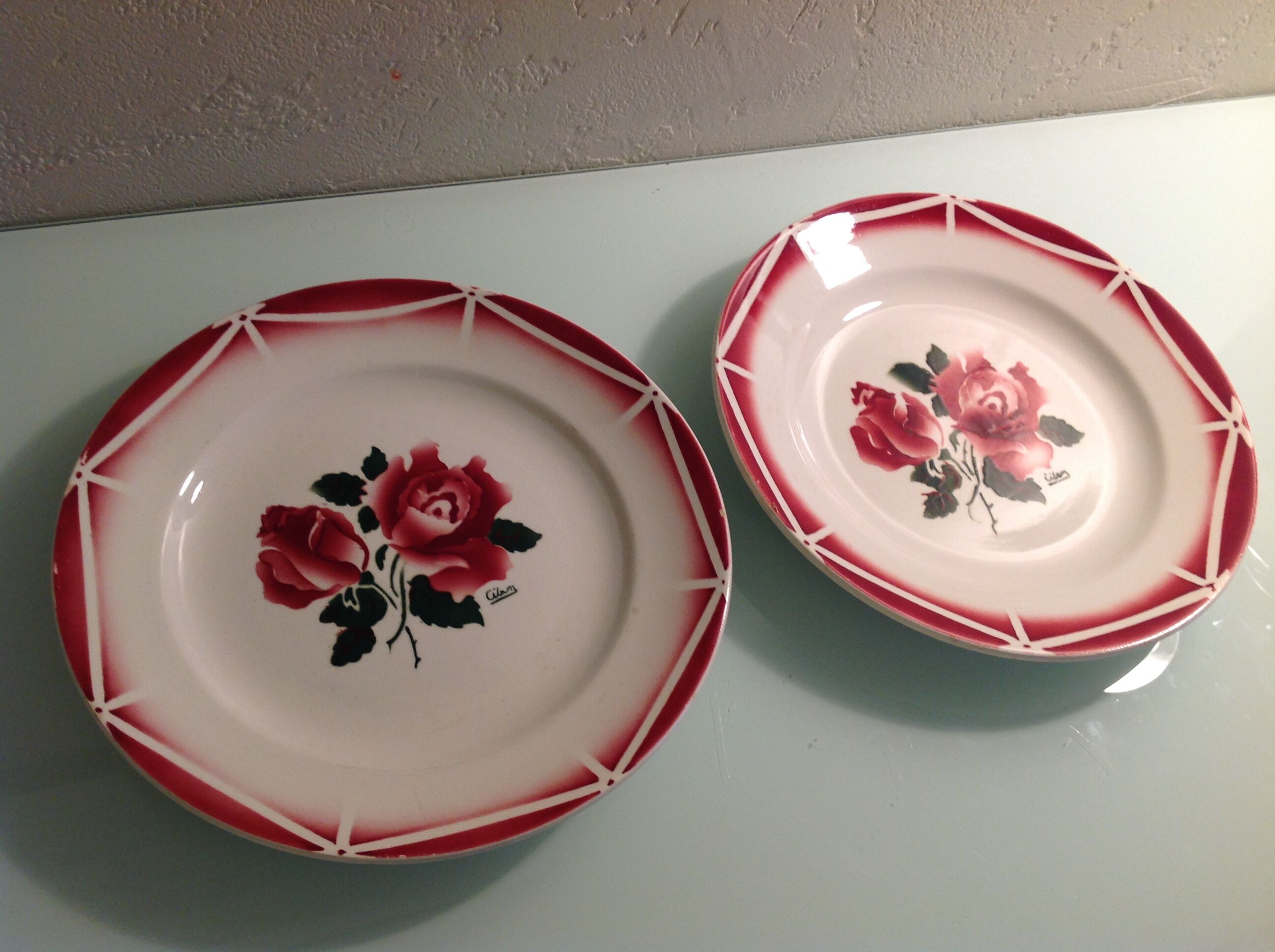 Two flat plates of sarreguemines cibon vintage 60s décor