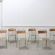 Lot de 6 chaises d’école Mobiltube turquoise 1950
