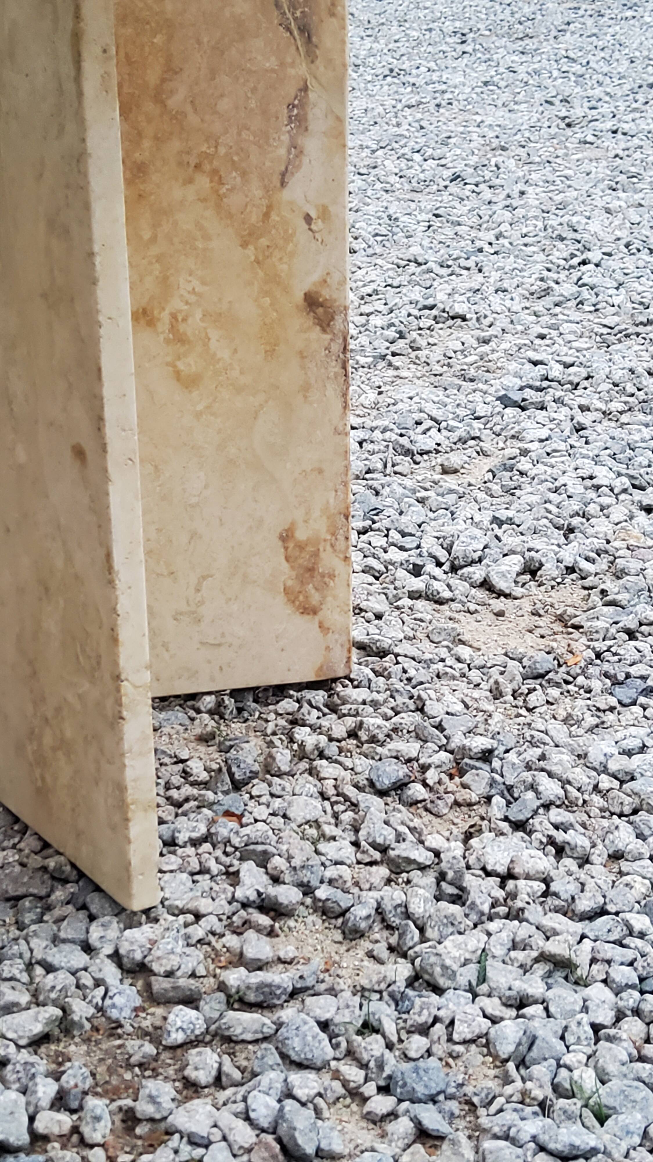 70s travertine and smoked glass designer coffee table