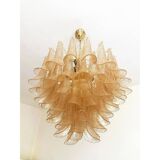 Modern Clear and Gold Murano Glass "Petals-Selle" Chandelier