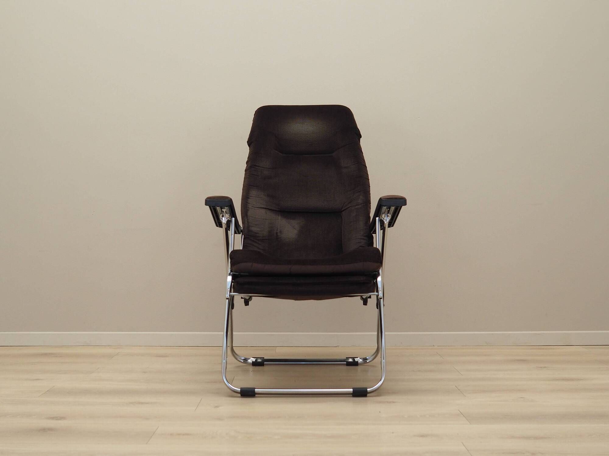 Brown velour armchair, Danish design, 1970s, production: Denmark