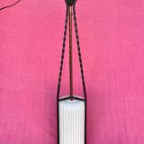 LAMP/IRON SUSPENSION FORGED OPAQUE WHITE GLASS CYLINDRICAL TUBE