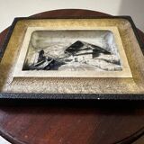 Carved and painted alpine tableau