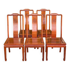 Lot de 5 chaises chinoises - motif