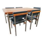 Chaises de salle à manger Pali et table à manger par Louis van Teeffelen pour Wébé, années 1960, ensemble de 6.