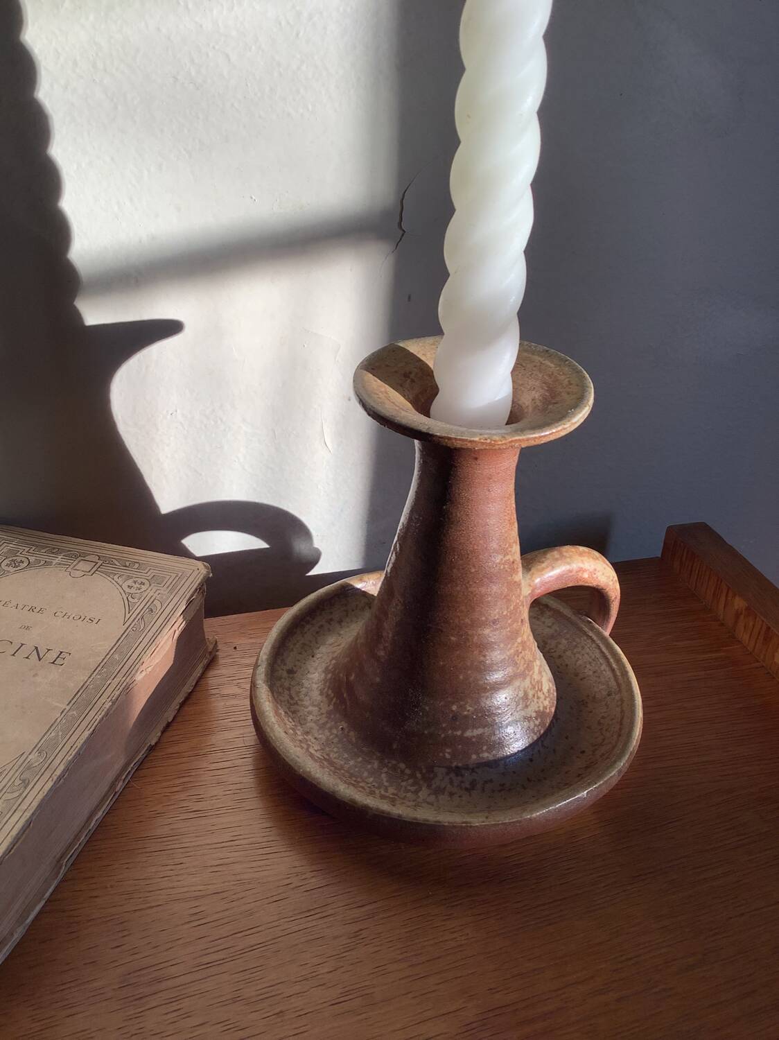 Pyrite sandstone candle holder