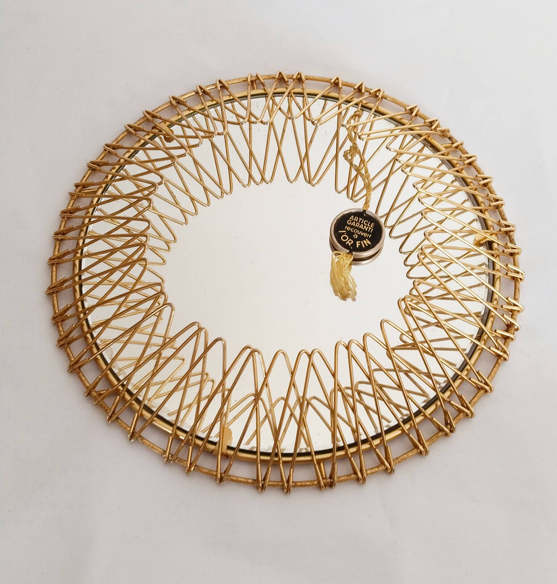 Miroir soleil doré à l'or fin  , pliable, vintage français , Erdecor