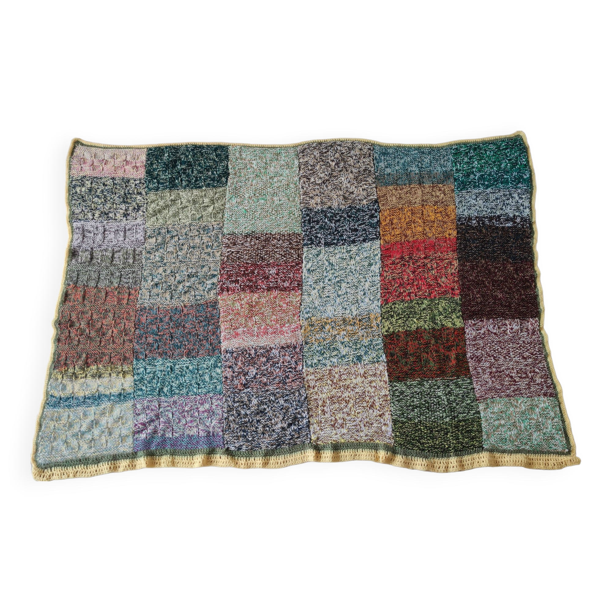 Vintage Plaid Knitted Wool 205 x 150 cm TBE