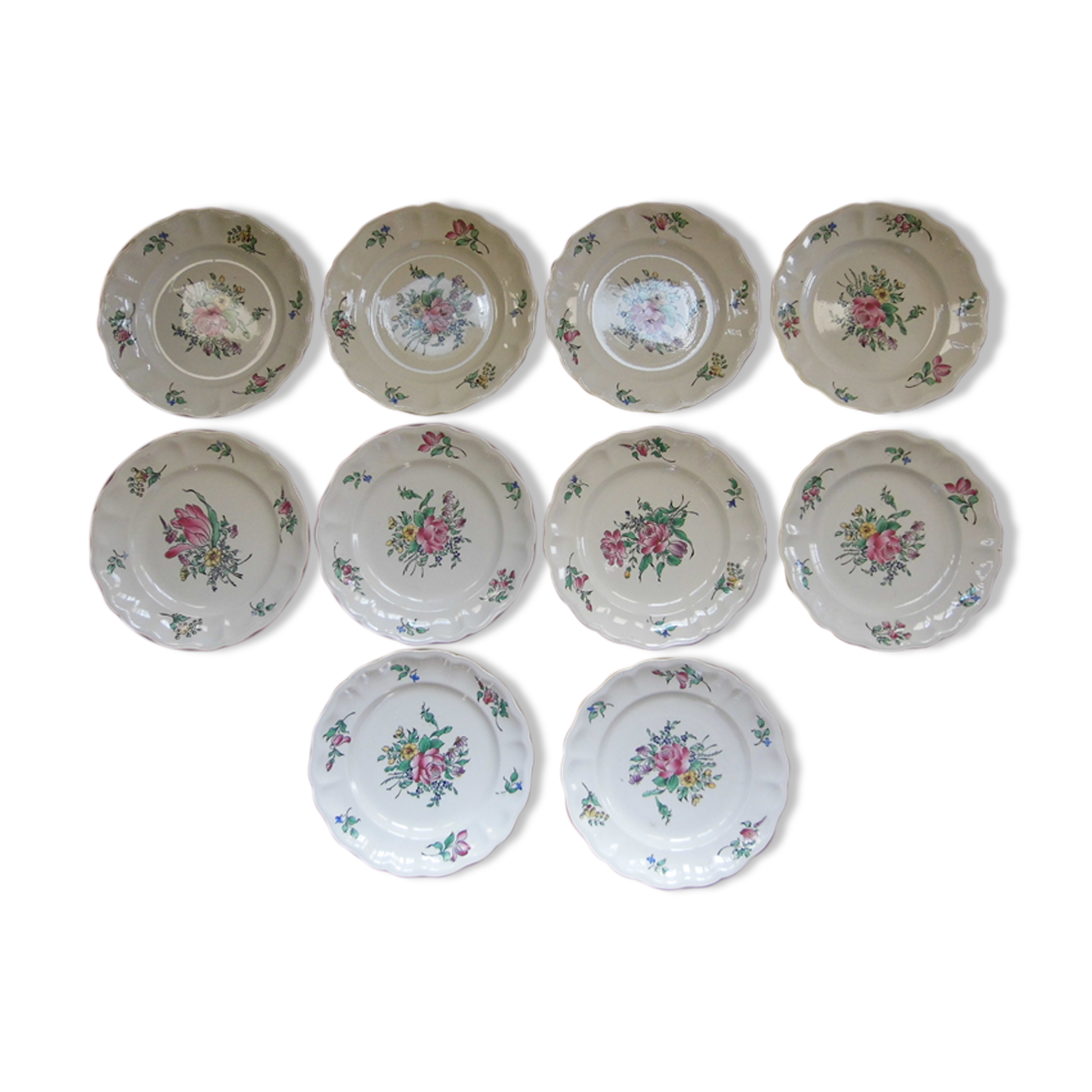 10 earthenware plates from lunéville kg, keller and guerin, model reverbere