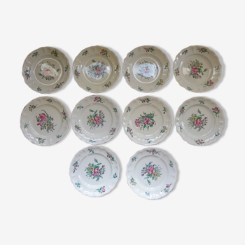 10 earthenware plates from lunéville kg, keller and guerin, model reverbere