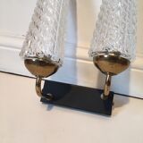 Double wall light in molded glass and brass