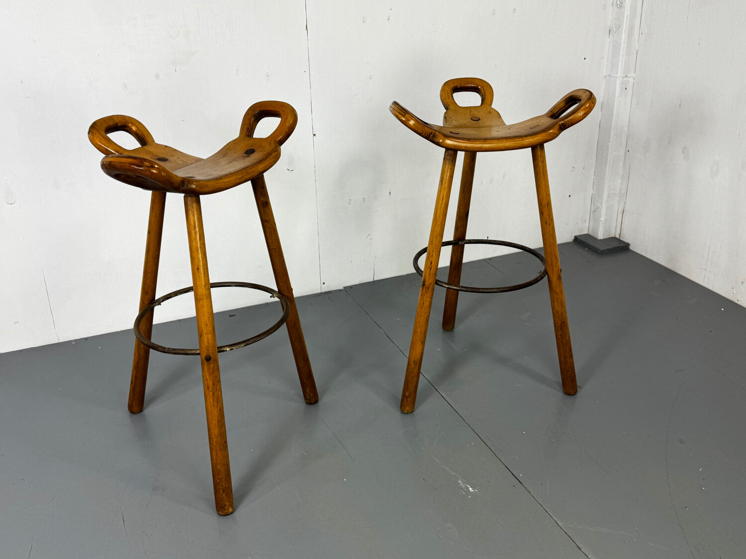 Set of 2 Brutalist Marbella Bar Stools by Sergio Rodrigues, 1960s