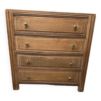 Superb 4-drawer chest of drawers from the 50s in raw wood