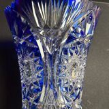 Large vase – Cut crystal lined with cobalt blue – Bohemia