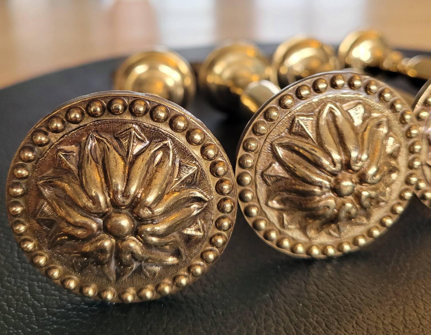 Antique brass curtain tiebacks - Set of 4