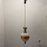 Set of 3 Space Age Pendant Lights in White Opaline Glass, Italy, 1970s