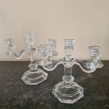 Pair of crystal candelabra, signed Baccarrat